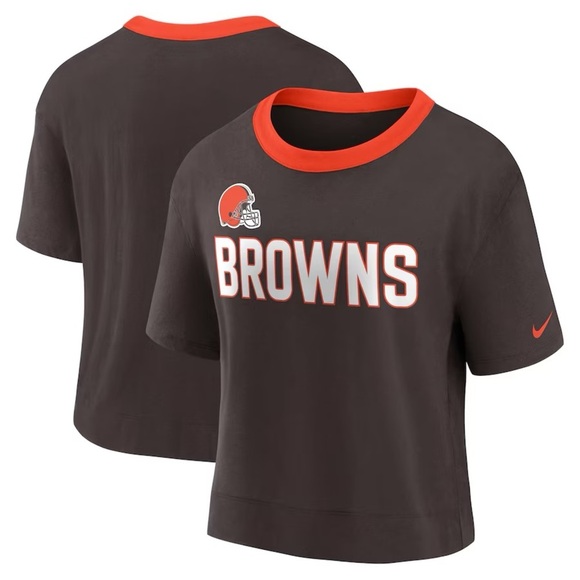 NWT Women's Cleveland Browns Nike Brown High Hip Fashion Cropped Top | New XL - Picture 1 of 2